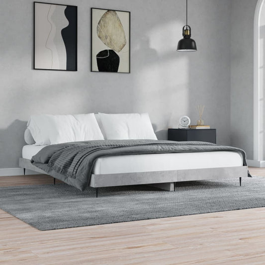 vidaXL Bed Frame Concrete Grey 120x200 cm Engineered Wood