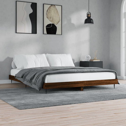 vidaXL Bed Frame Brown Oak 120x200 cm Engineered Wood