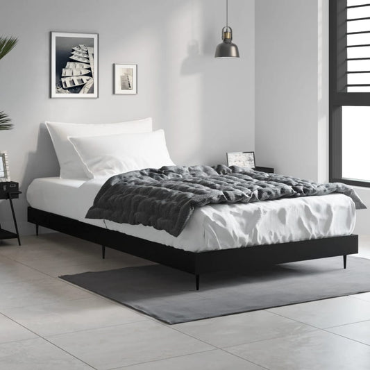 vidaXL Bed Frame Black 100x200 cm Engineered Wood