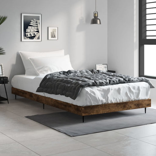 vidaXL Bed Frame Smoked Oak 90x200 cm Engineered Wood