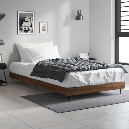 vidaXL Bed Frame Brown Oak 90x200 cm Engineered Wood