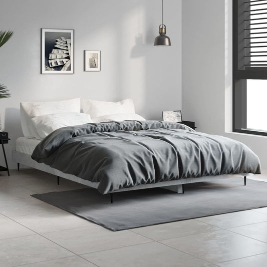 vidaXL Bed Frame Concrete Grey 140x190 cm Engineered Wood