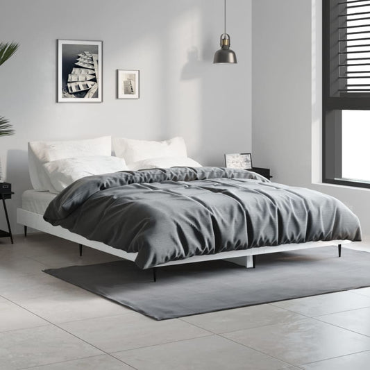 vidaXL Bed Frame High Gloss White 135x190 cm 4FT6 Double Engineered Wood