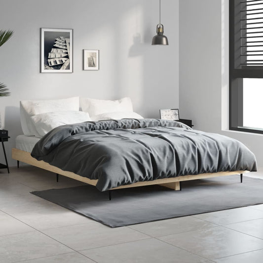 vidaXL Bed Frame Sonoma Oak 135x190 cm 4FT6 Double Engineered Wood