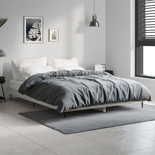 vidaXL Bed Frame Grey Sonoma 135x190 cm 4FT6 Double Engineered Wood