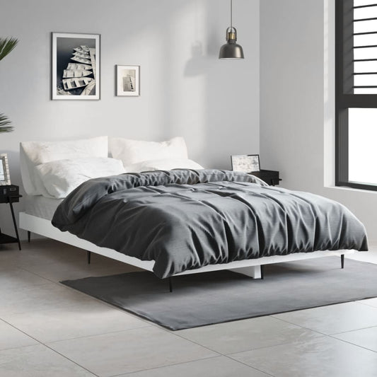 vidaXL Bed Frame White 120x190 cm 4FT Small Double Engineered Wood