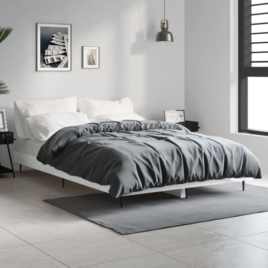 vidaXL Bed Frame High Gloss White 120x190 cm 4FT Small Double Engineered Wood