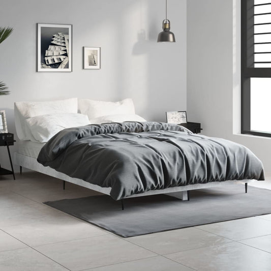vidaXL Bed Frame Concrete Grey 120x190 cm 4FT Small Double Engineered Wood