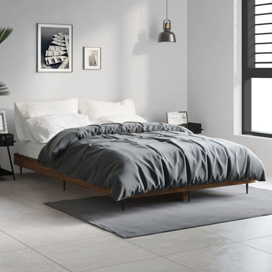 vidaXL Bed Frame Brown Oak 120x190 cm 4FT Small Double Engineered Wood