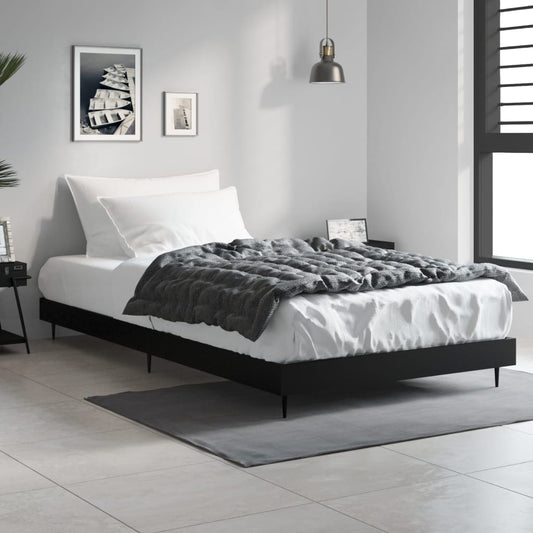 vidaXL Bed Frame Black 90x190 cm 3FT Single Engineered Wood