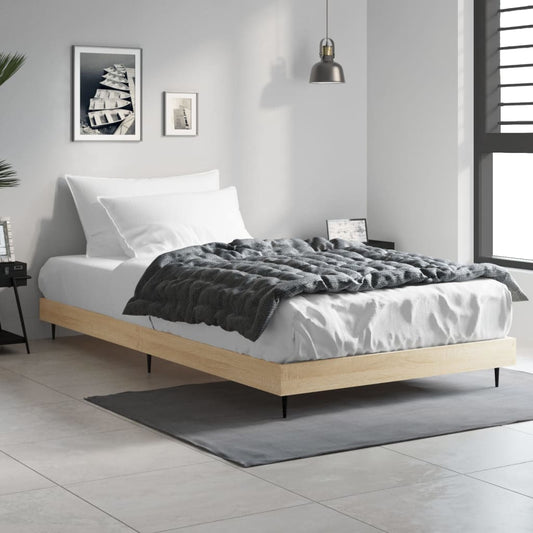 vidaXL Bed Frame Sonoma Oak 90x190 cm 3FT Single Engineered Wood