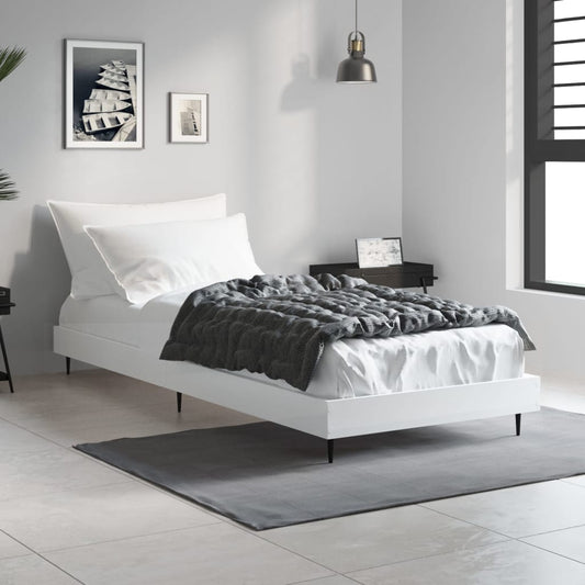 vidaXL Bed Frame White 75x190 cm 2FT6 Small Single Engineered Wood