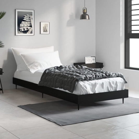 vidaXL Bed Frame Black 75x190 cm 2FT6 Small Single Engineered Wood