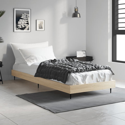 vidaXL Bed Frame Sonoma Oak 75x190 cm 2FT6 Small Single Engineered Wood