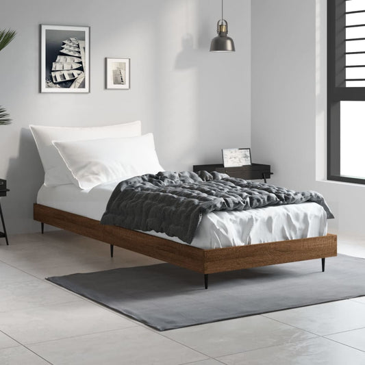 vidaXL Bed Frame Brown Oak 75x190 cm 2FT6 Small Single Engineered Wood