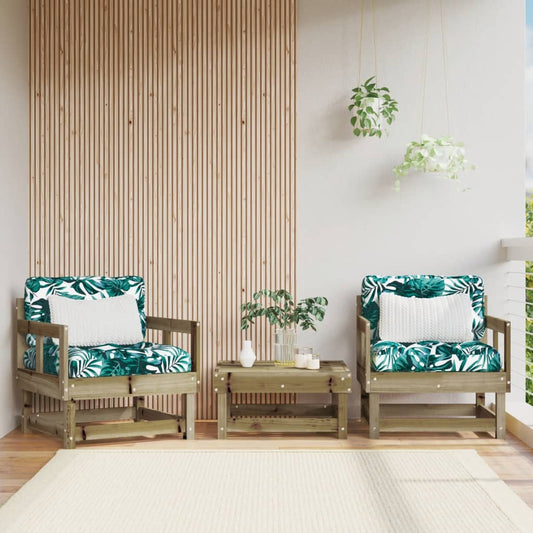 vidaXL Garden Chairs with Cushions 2 pcs Impregnated Wood Pine