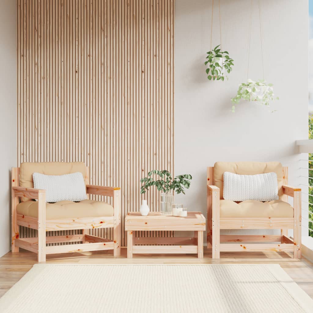 vidaXL Garden Chairs with Cushions 2 pcs Solid Wood Pine