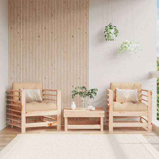 vidaXL Garden Chairs with Cushions 2 pcs Solid Wood Pine