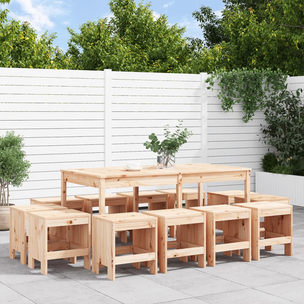 vidaXL 13 Piece Garden Dining Set Solid Wood Pine