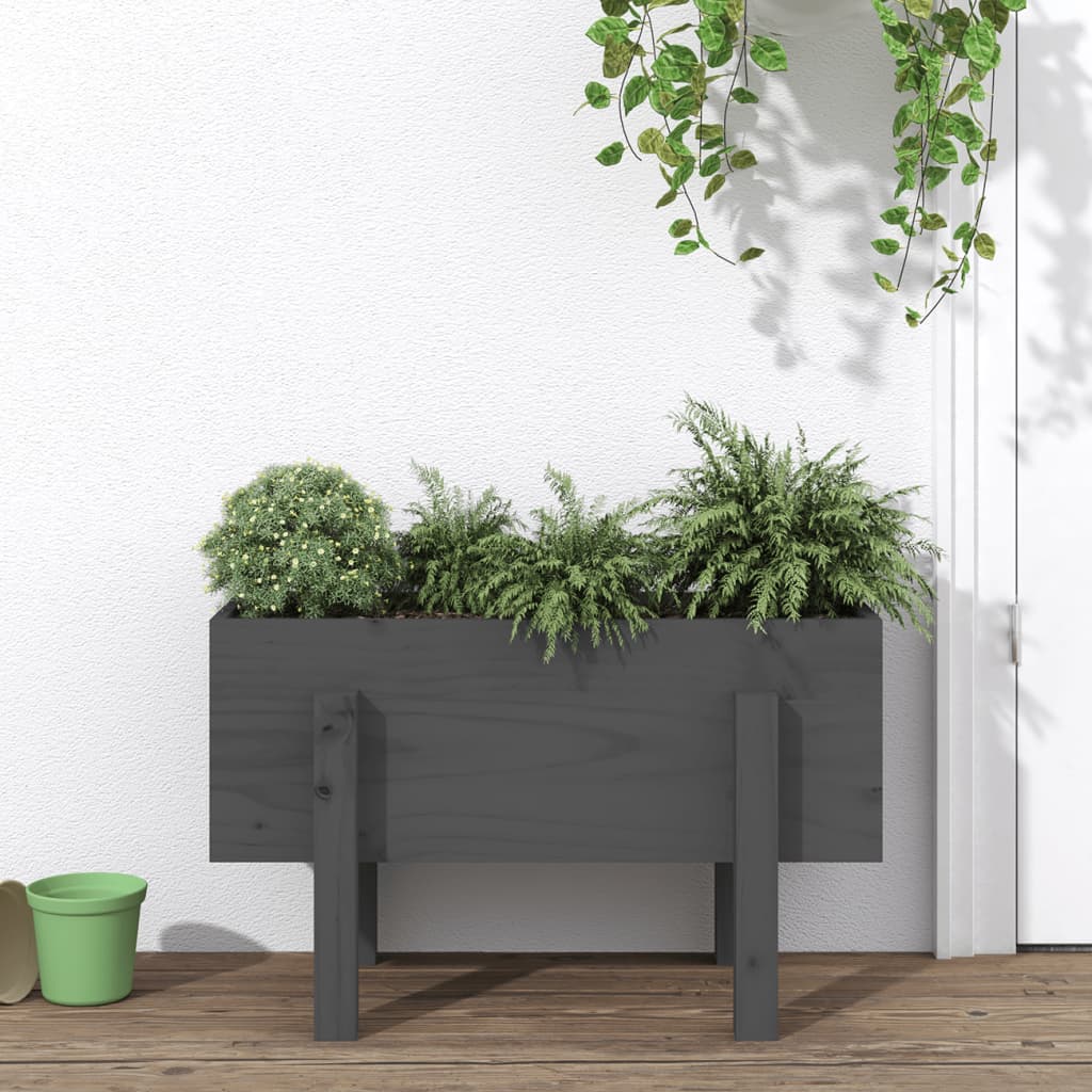 vidaXL Garden Planter Grey 62x30x38 cm Solid Wood Pine