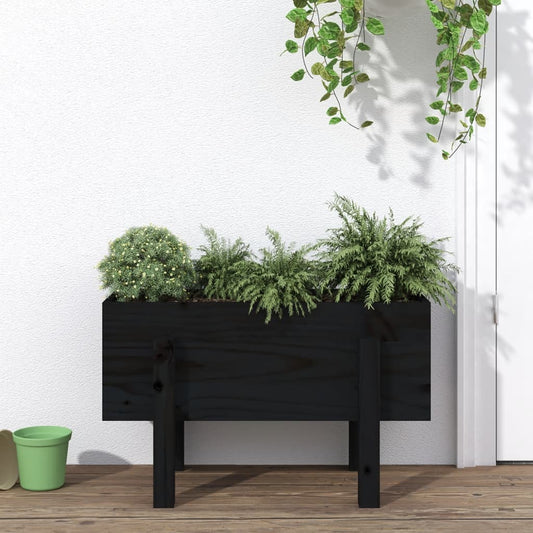 vidaXL Garden Planter Black 62x30x38 cm Solid Wood Pine