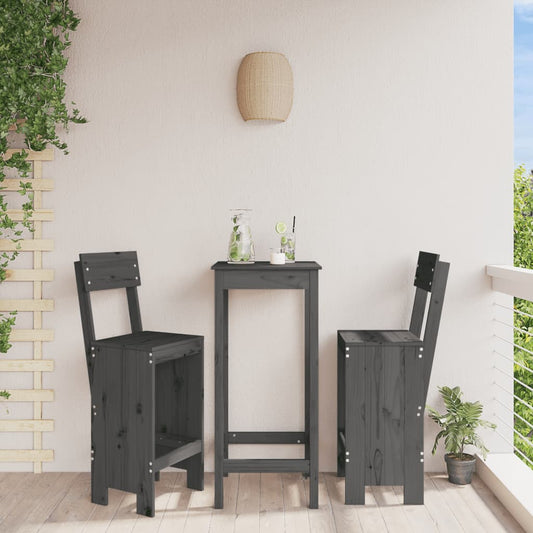 vidaXL Bar Stools 2 pcs Grey 40x48.5x115.5 cm Solid Wood Pine