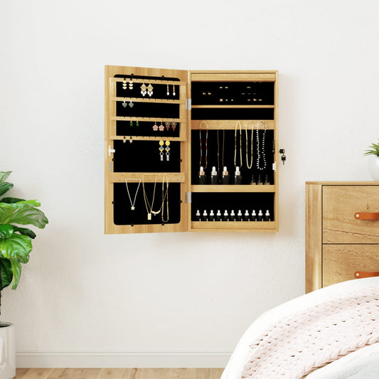 vidaXL Mirror Jewellery Cabinet with LED Lights Wall Mounted