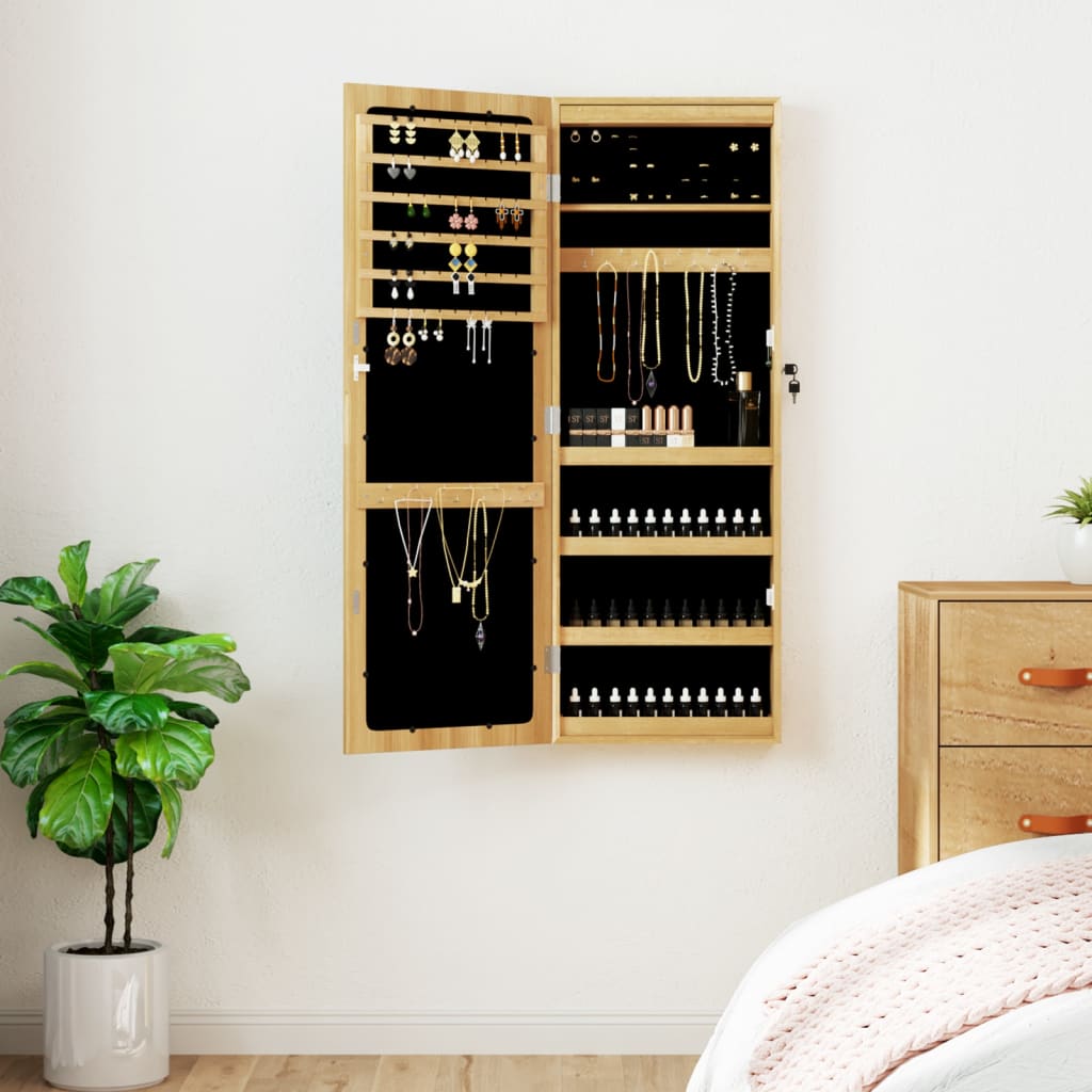 vidaXL Mirror Jewellery Cabinet with LED Lights Wall Mounted