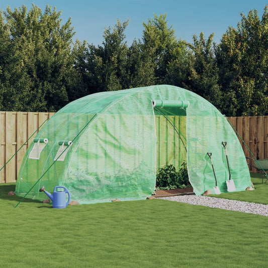 vidaXL Greenhouse with Steel Frame Green 10 mŒ_ 5x2x2.3 m
