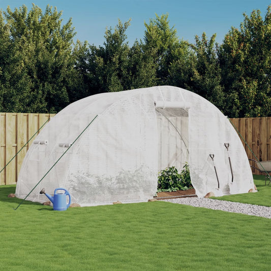 vidaXL Greenhouse with Steel Frame White 10 mŒ_ 5x2x2.3 m