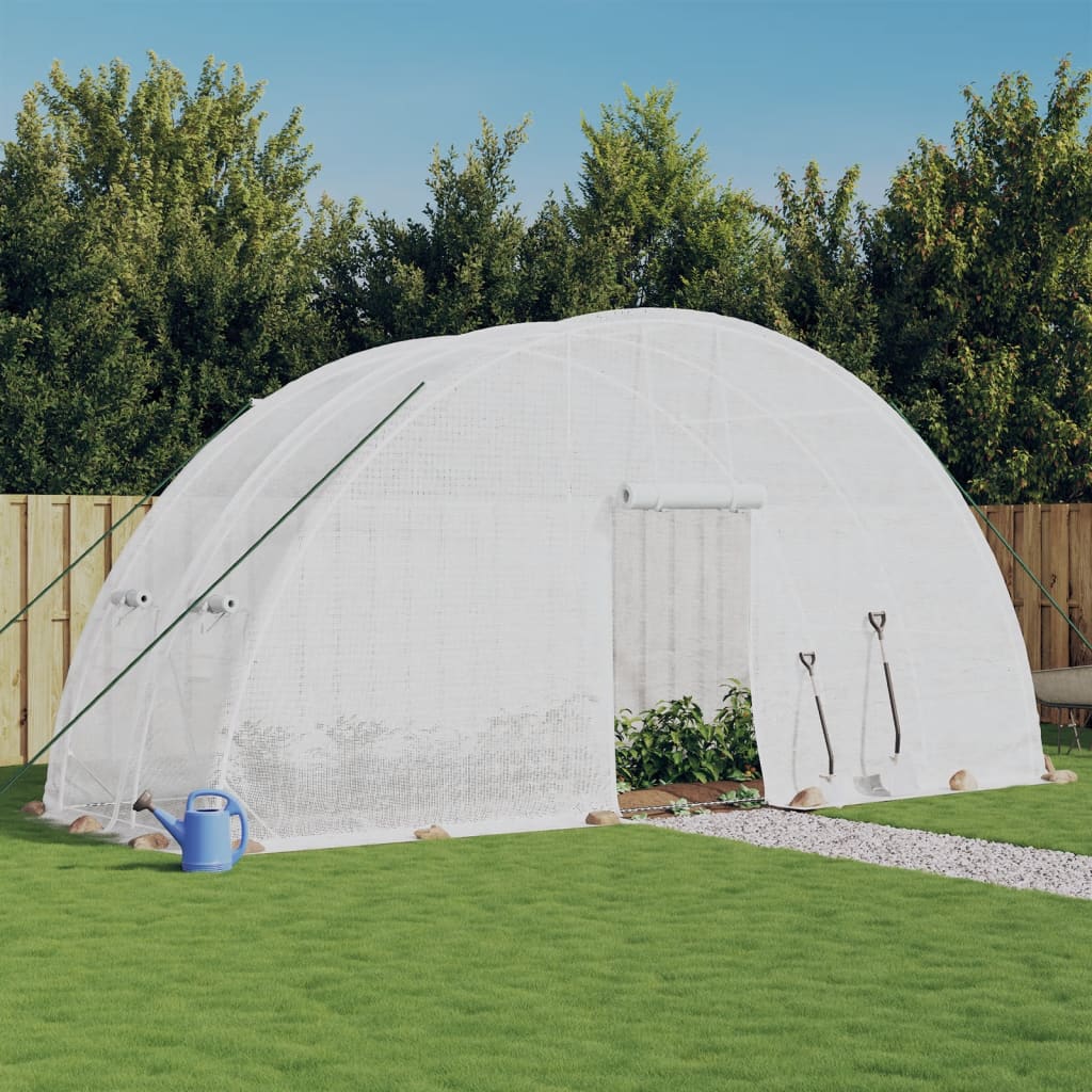 vidaXL Greenhouse with Steel Frame White 12 mŒ_ 6x2x2.85 m