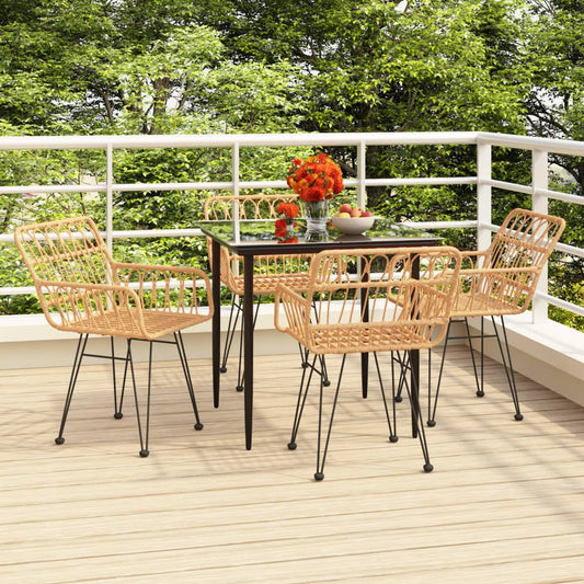 vidaXL 5 Piece Garden Dining Set Poly Rattan