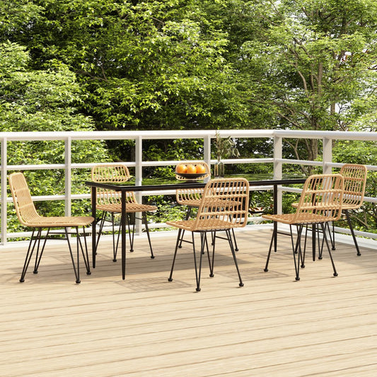 vidaXL 7 Piece Garden Dining Set Poly Rattan