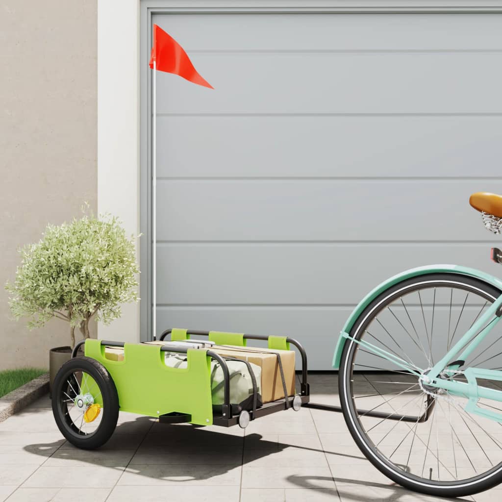 vidaXL Cargo Bike Trailer Green Oxford Fabric and Iron
