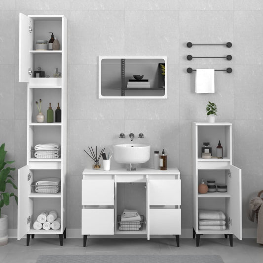 vidaXL 4 Piece Bathroom Furniture Set White Engineered Wood