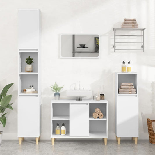 vidaXL 4 Piece Bathroom Furniture Set White Engineered Wood