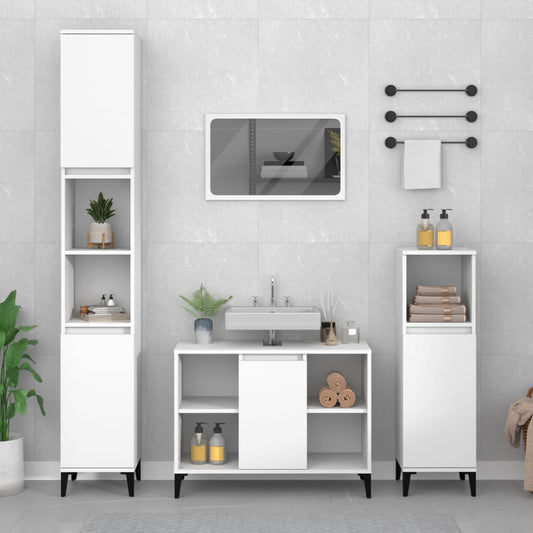 vidaXL 4 Piece Bathroom Furniture Set White Engineered Wood