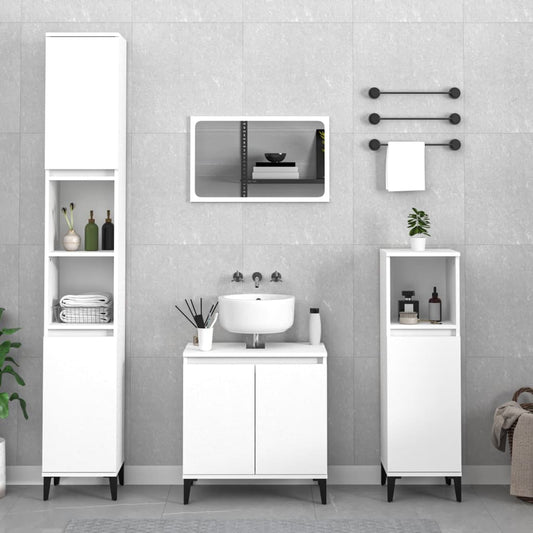 vidaXL 2 Piece Bathroom Furniture Set White Engineered Wood