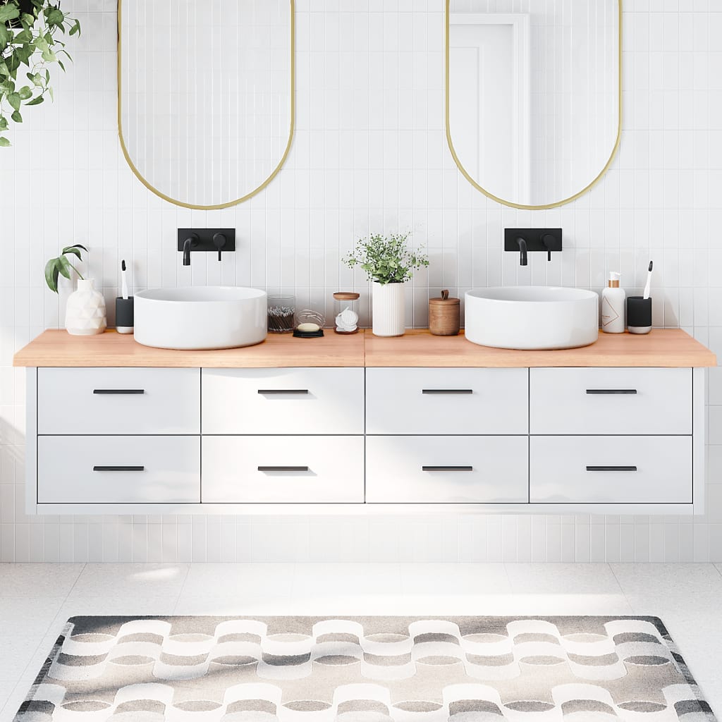 vidaXL Bathroom Countertop Light Brown 220x50x(2-4)cm Treated Solid Wood