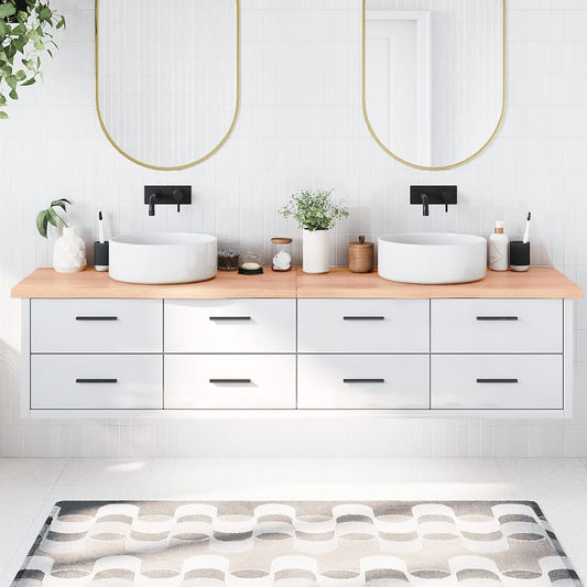 vidaXL Bathroom Countertop Light Brown 220x50x(2-4)cm Treated Solid Wood