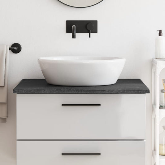 vidaXL Bathroom Countertop Dark Grey 80x50x2 cm Treated Solid Wood
