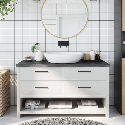 vidaXL Bathroom Countertop Dark Grey 100x30x(2-4) cm Treated Solid Wood