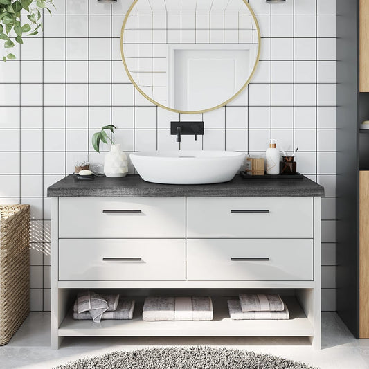 vidaXL Bathroom Countertop Dark Grey 100x40x(2-6) cm Treated Solid Wood