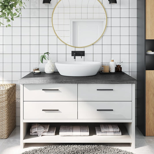 vidaXL Bathroom Countertop Dark Grey 100x50x(2-6) cm Treated Solid Wood