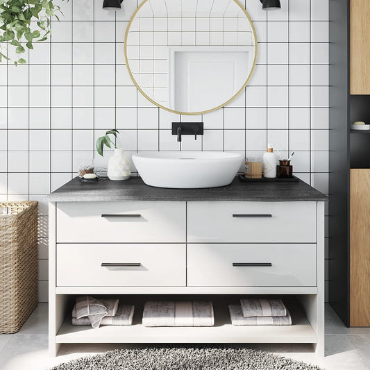 vidaXL Bathroom Countertop Dark Grey 100x60x2 cm Treated Solid Wood