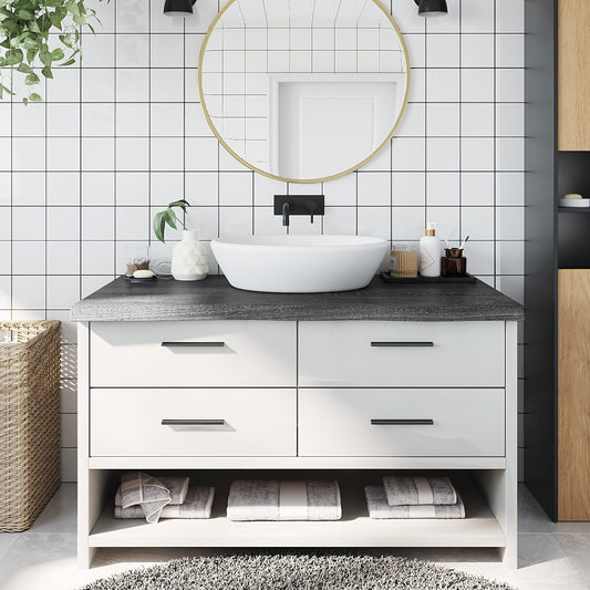 vidaXL Bathroom Countertop Dark Grey 100x60x(2-6) cm Treated Solid Wood