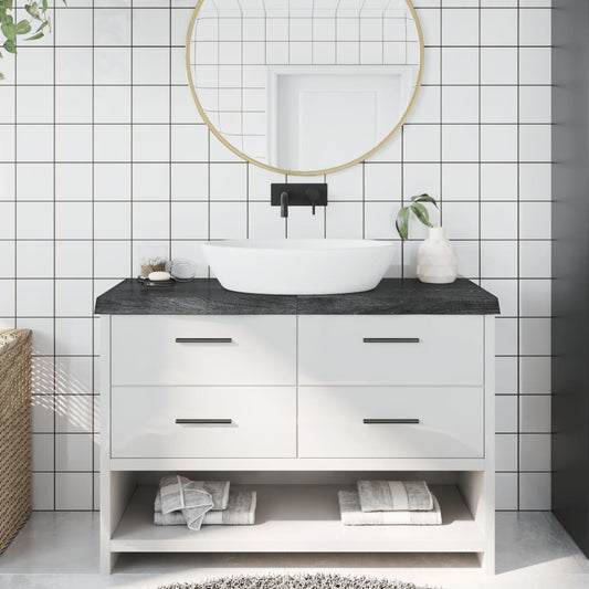 vidaXL Bathroom Countertop Dark Grey 120x40x(2-6) cm Treated Solid Wood