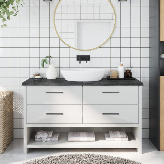 vidaXL Bathroom Countertop Dark Grey 140x30x(2-4) cm Treated Solid Wood