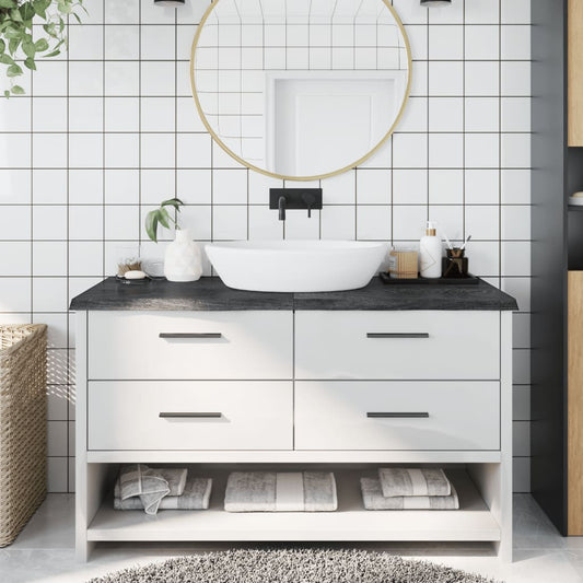 vidaXL Bathroom Countertop Dark Grey 140x60x(2-4) cm Treated Solid Wood
