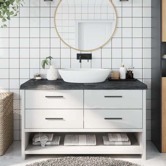 vidaXL Bathroom Countertop Dark Grey 140x60x(2-6) cm Treated Solid Wood